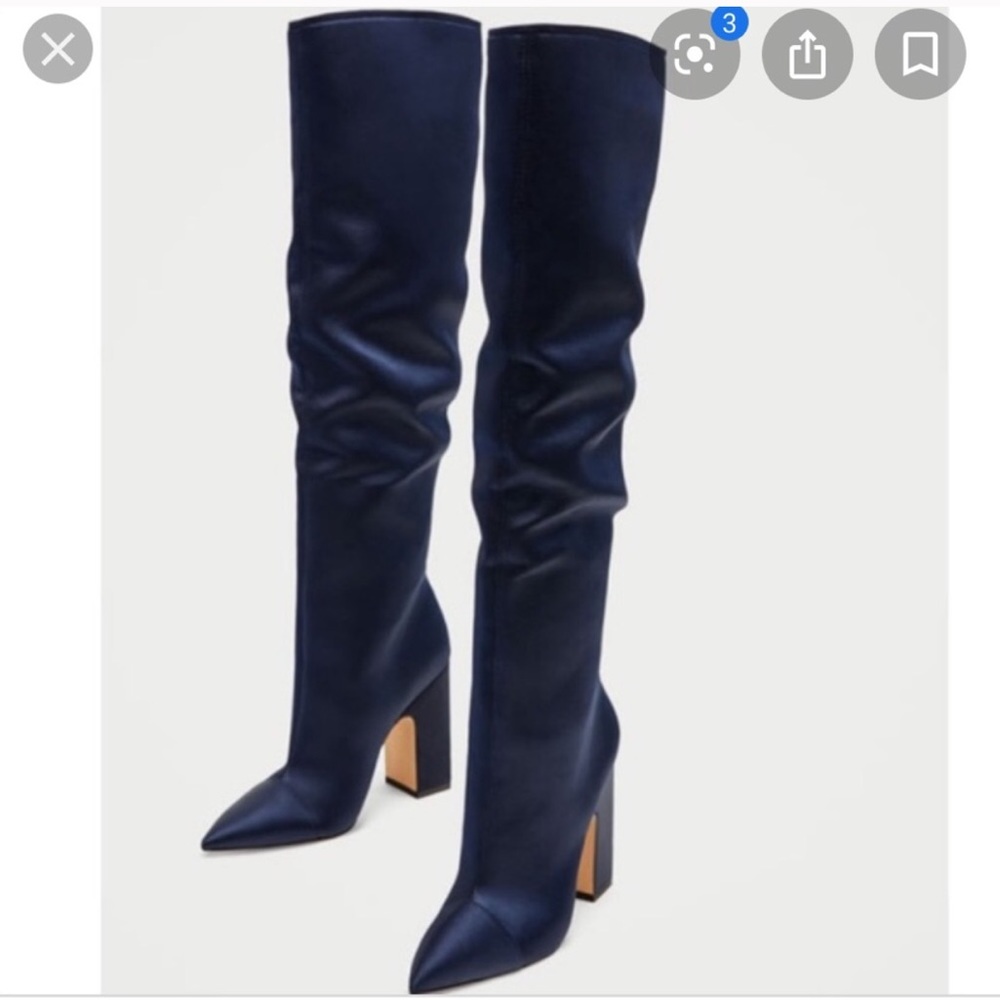 Zara satin knee high boots